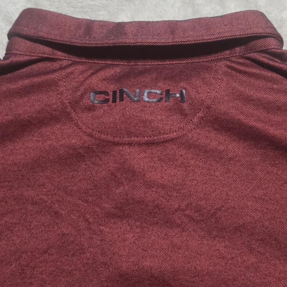 Cinch Maroon Polo Shirt with Embroidered Logo Mens Sz M Western Cowboy Golf - Picture 3 of 6